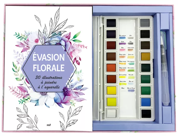Coffret - Évasion florale - 30 illustrations à peindre à l'aquarelle