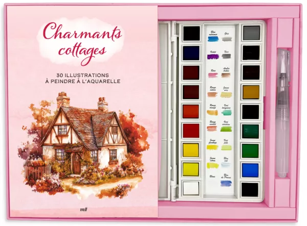 Coffret Aquarelle - Charmants Cottages - 30 illustrations à peindre