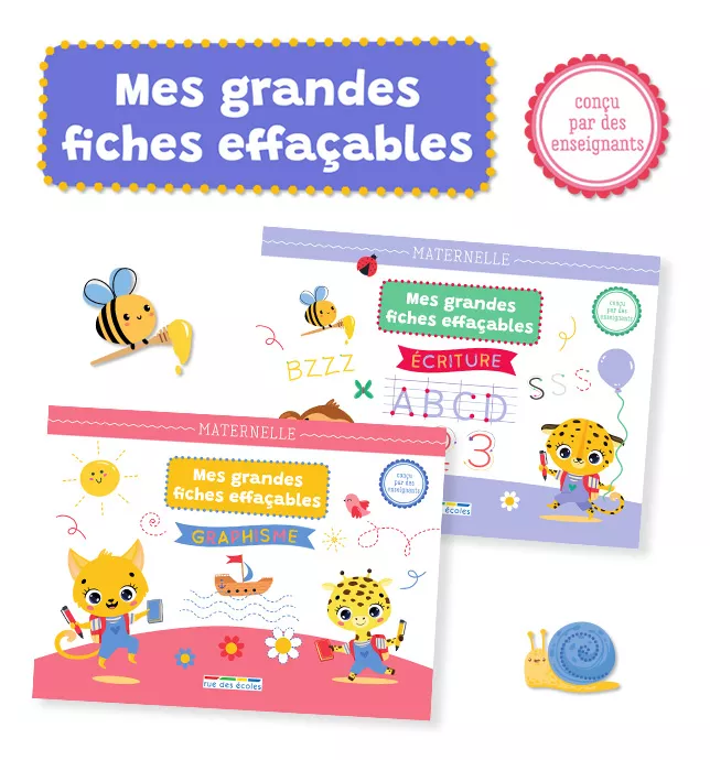 Lot Mes grandes fiches d'entraînement effaçables - Maternelle (2 titres)