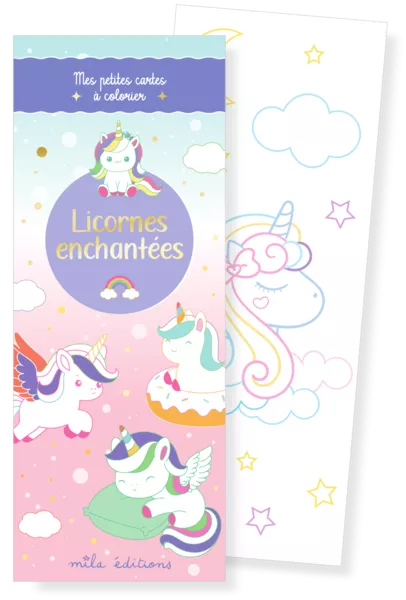 Licornes enchantées - Mes petites cartes à colorier