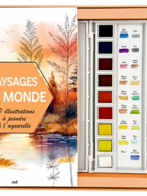 Produit Coffret Aquarelle - Paysages du monde - 30 illustrations à peindre Image