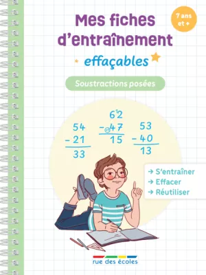 Produit Mes fiches d'entraînement effaçables - Soustractions posées - 7 ans et plus Image