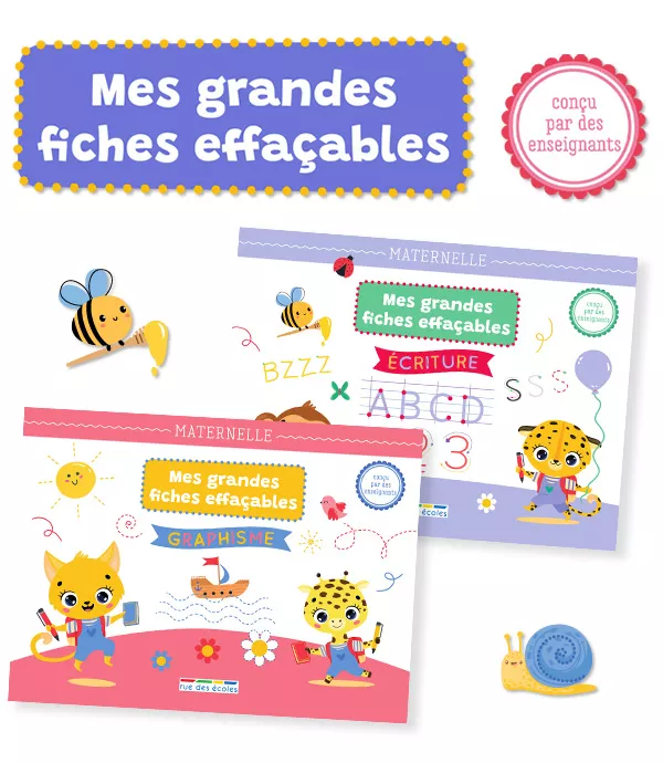 Produit Lot Mes grandes fiches d'entraînement effaçables - Maternelle (2 titres) Image