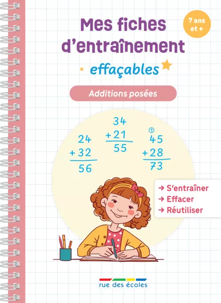 Produit Mes fiches d'entraînement effaçables - Additions posées - 7 ans et plus Image