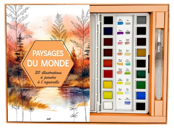 Produit Coffret - Paysages du monde - 30 illustrations à peindre à l'aquarelle Image