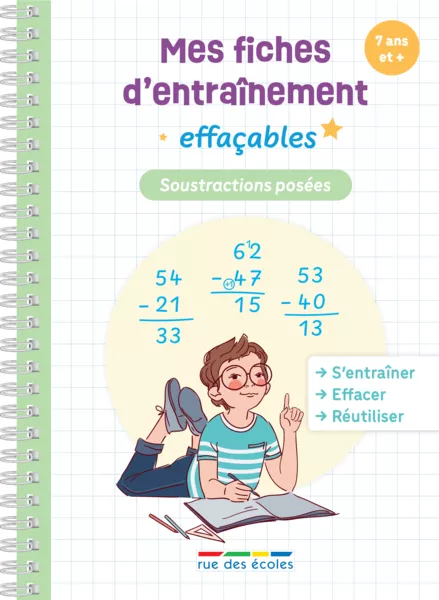 Produit Mes fiches d'entraînement effaçables - Soustractions posées - 7 ans et plus Image