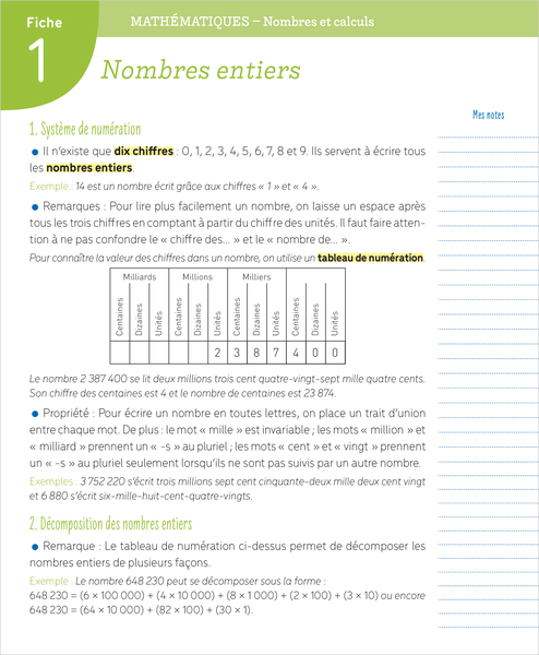 Boite à fiches 6e