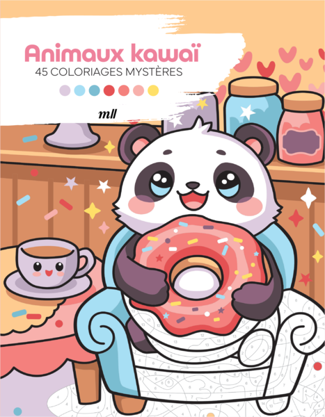Animaux kawaï - 45 coloriages mystères