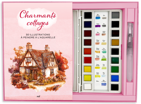 Coffret Aquarelle - Charmants Cottages - 30 illustrations à peindre
