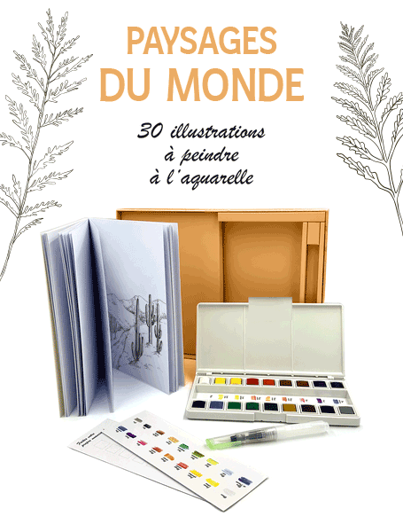 Coffret - Paysages du monde - 30 illustrations à peindre à l'aquarelle