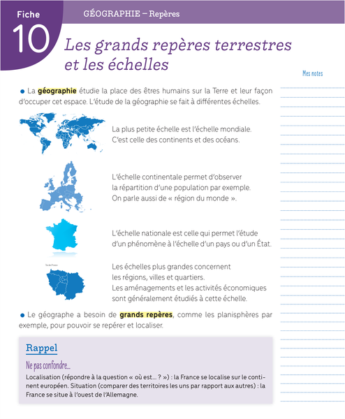 Boîte à fiches - 6e