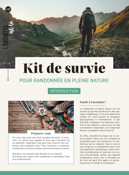 Kit de survie pour randonnée en pleine nature (dépliant)