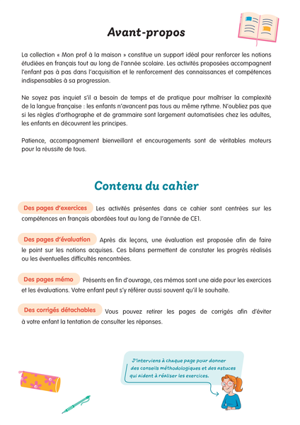 Mon prof à la maison - Français CE1