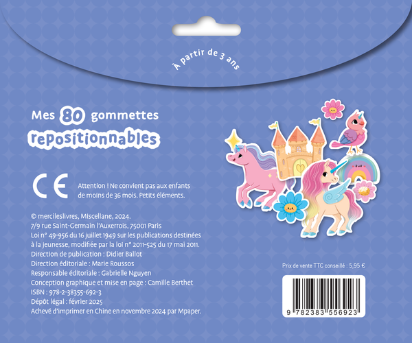 Licornes enchantées - Ma pochette de gommettes repositionnables