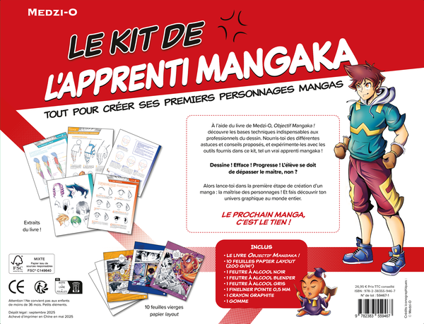Kit de l'apprenti mangaka - La première étape vers ton manga ! (coffret)