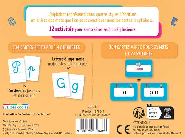 Mes cartes à jouer - Lettres, dès 4 ans
