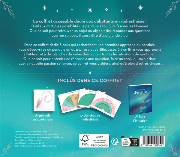 Mon coffret Pendule en quartz rose - Découvrez les mystères de la radiesthésie