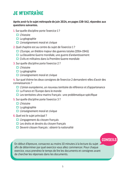 Annales Brevet - Histoire-Géographie-EMC - 3e - 2026