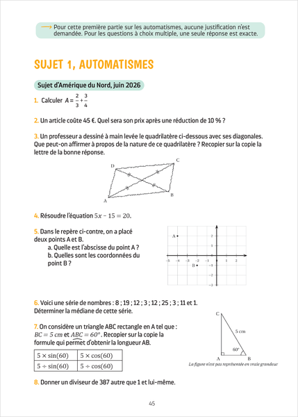 Annales Brevet - Maths - Sciences - 3e - 2027