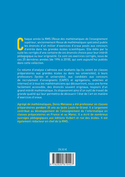 Concours CPGE scientifiques - Oral de mathématiques des grandes écoles - Analyse vol. 4
