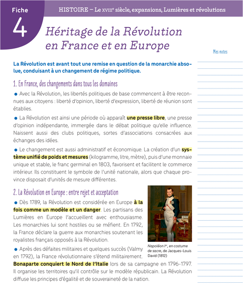 Boîte à fiches - 4e