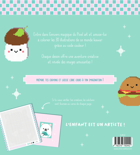 Mes adorables coloriages pixels - Kawaï
