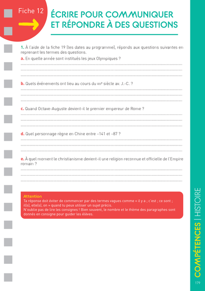 Les fiches du collège - 6e
