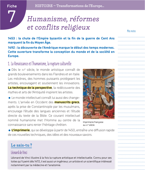 Boîte à fiches - 5e