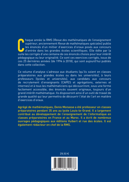 Concours CPGE scientifiques - Oral de mathématiques des grandes écoles - Analyse vol. 1