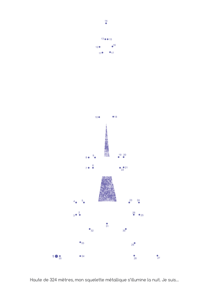 Les monuments de Paris à dessiner en points à relier