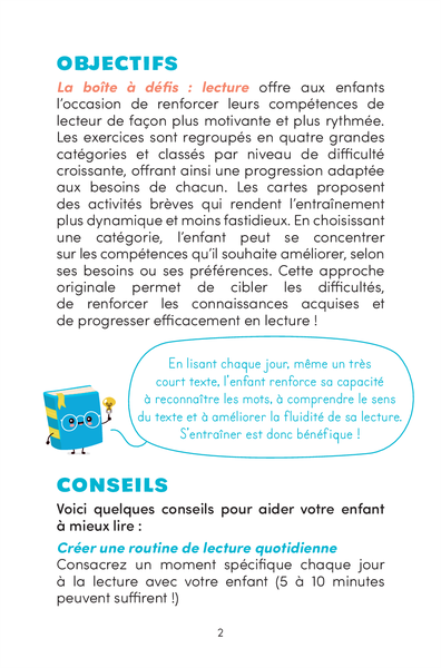 La boîte à défis lecture : lire mieux et plus vite - CP-CE1