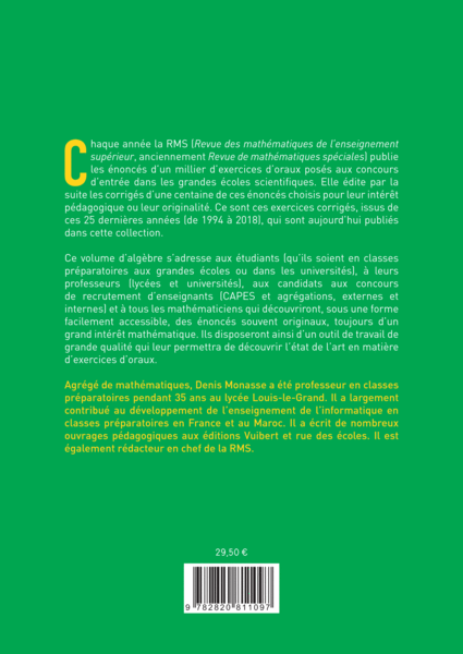 Concours CPGE scientifiques - Oral de mathématiques des grandes écoles - Algèbre vol. 3