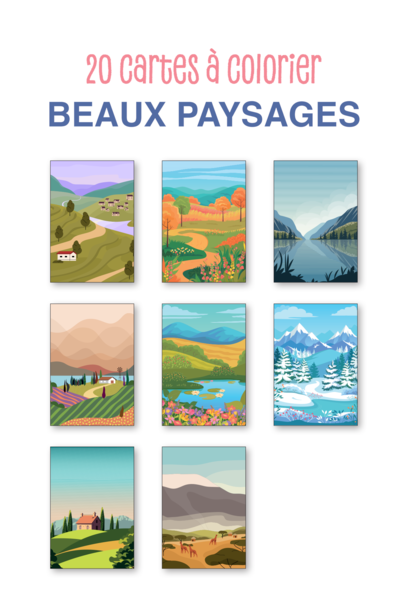 Beaux paysages - 20 cartes à colorier