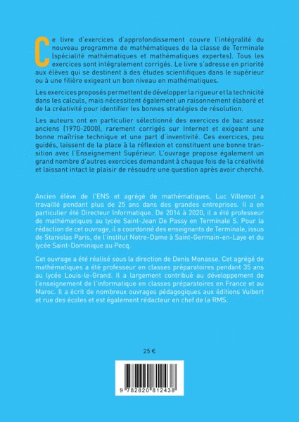 Livre d'exercices mathématiques Terminale, Spécialité et Maths Expertes