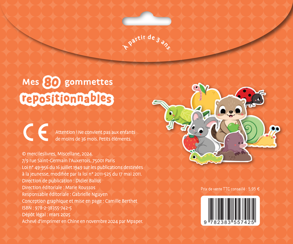 Adorables petites bêtes - Ma pochette de gommettes repositionnables