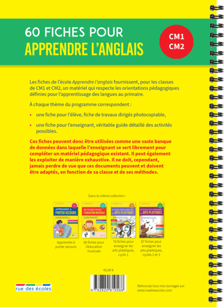 Les Fiches de l'école - 60 fiches pour apprendre l'anglais CM1-CM2