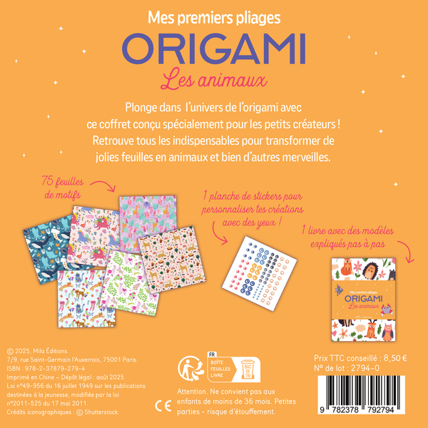 Mes premiers pliages origami - Les animaux (coffret)