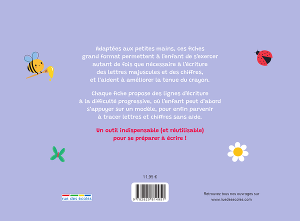 Mes grandes fiches d'entraînement effaçables - Écriture - Maternelle