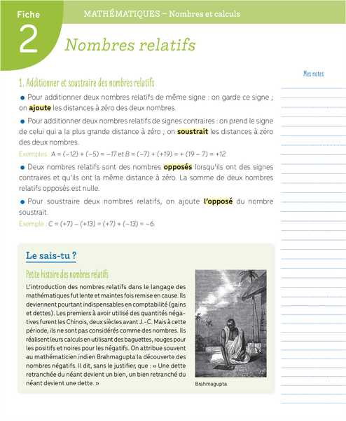 Boîte à fiches - 4e