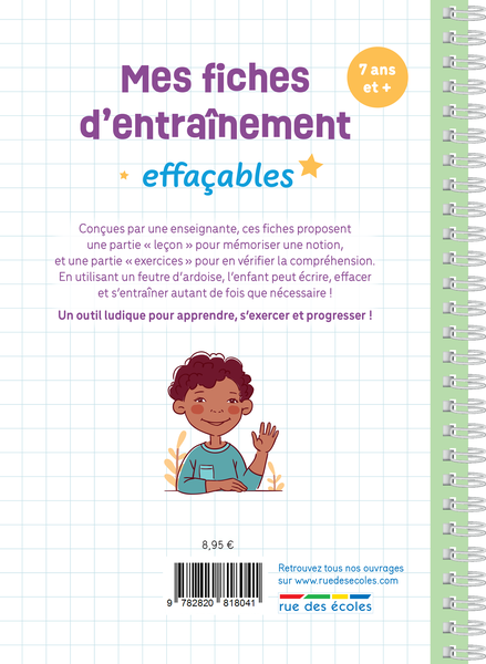 Mes fiches d'entraînement effaçables - Soustractions posées - 7 ans et plus