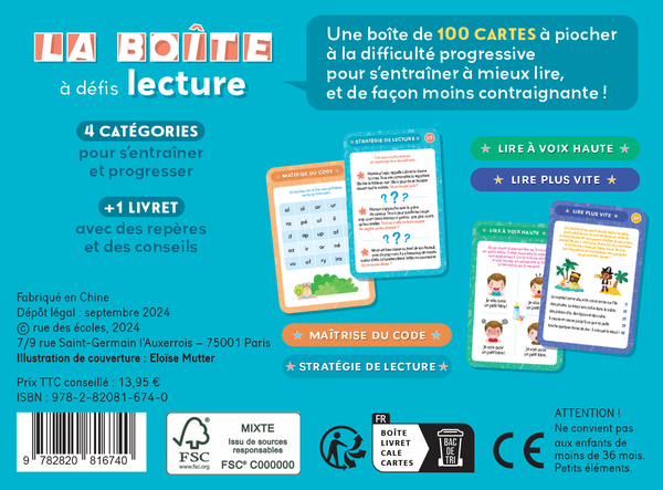 La boîte à défis lecture : lire mieux et plus vite - CP-CE1