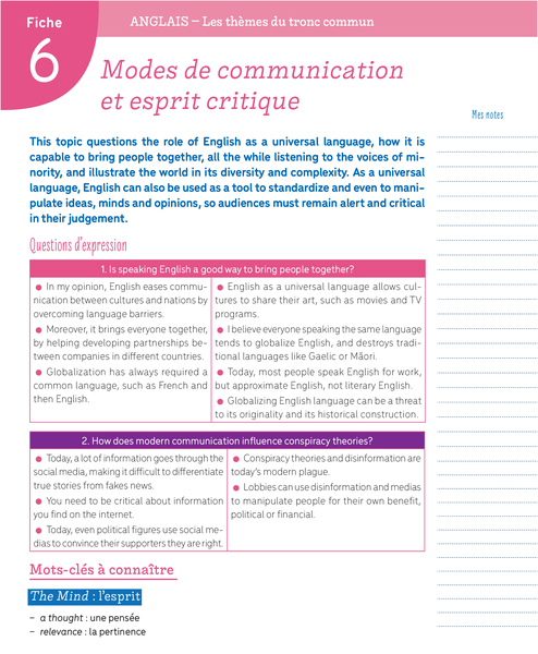 Boîte à fiches Bac - Tronc commun