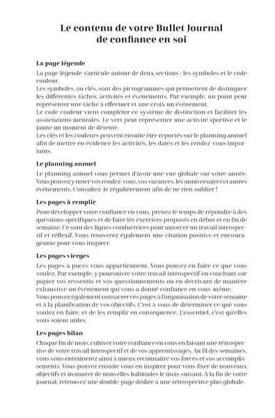 Mon Bullet Journal de confiance en soi