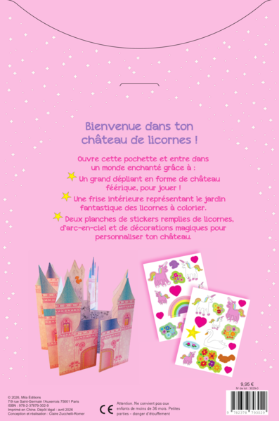 Pochette - Mon château de licornes à déplier, colorier et décorer !