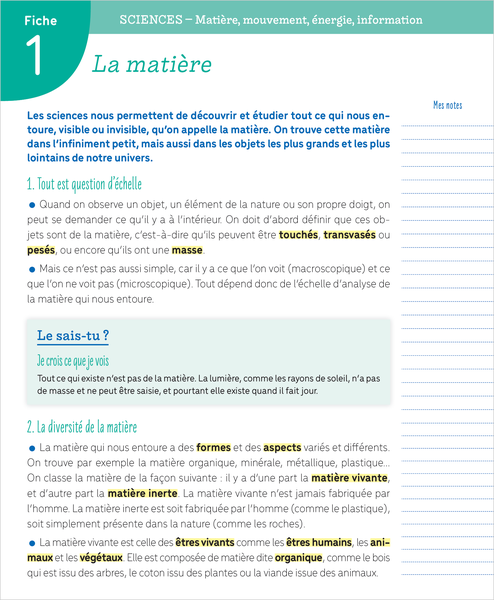 Boite à fiches 6e