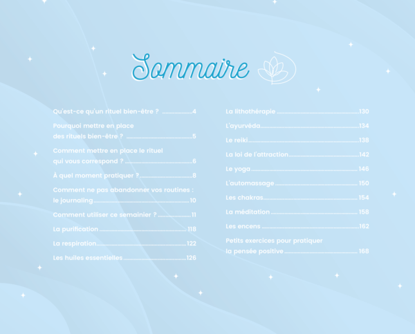 Semainier des rituels bien-être