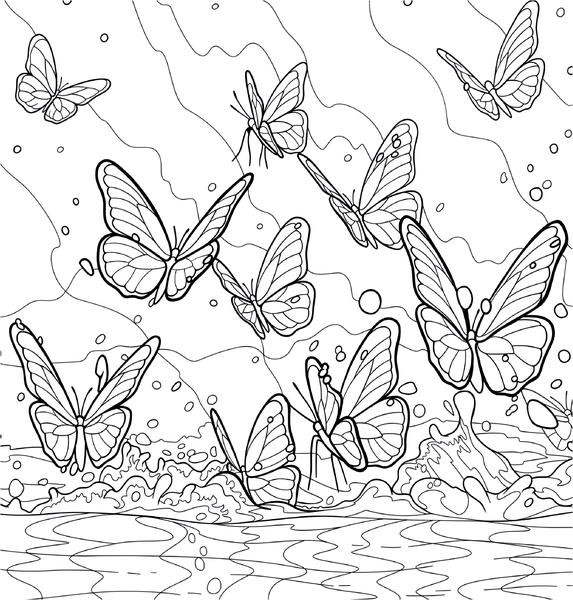 Papillons vagabonds - Coloriages pour me détendre
