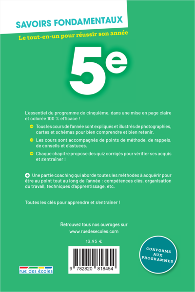 Savoirs fondamentaux 5e - Le tout-en-un pour réussir son année !