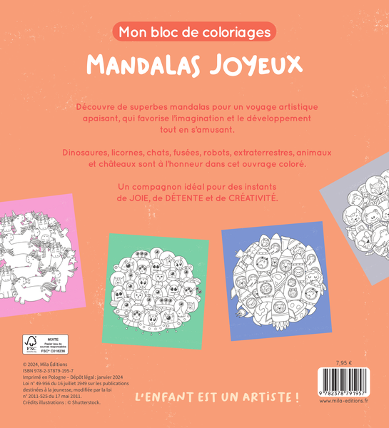 Mon bloc de coloriages - Mandalas joyeux, dès 5 ans