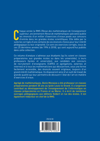 Concours CPGE scientifiques - Oral de mathématiques des grandes écoles - Analyse vol. 2